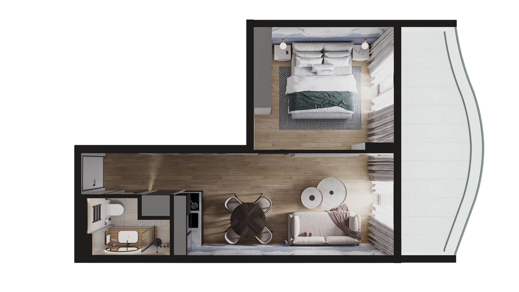 1-комнатная квартира, 52.1 м², этаж 4 в ЖК "Golden Wave"