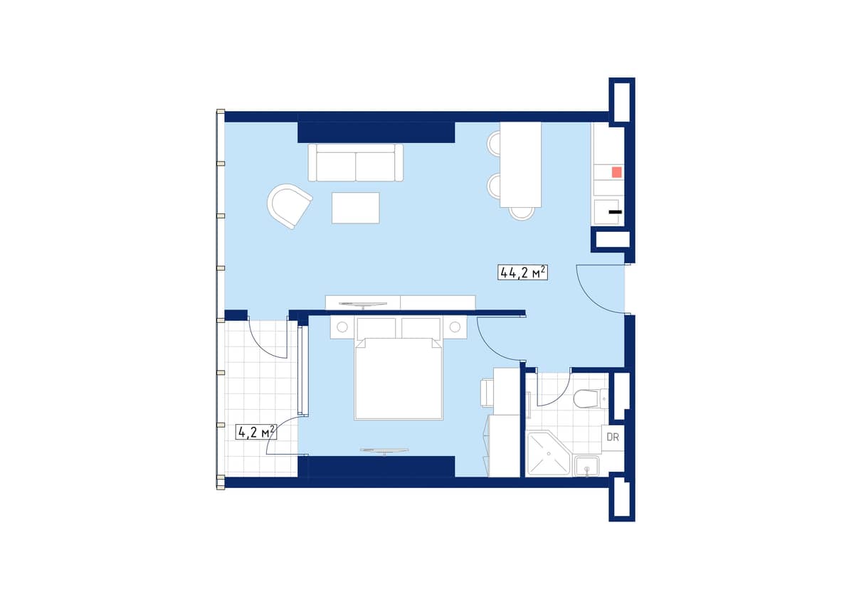 1-комнатная квартира, 46.6 м², 37 этаж в ЖК "Calligraphy Towers"