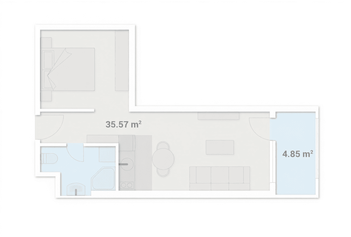 Студия, 40.42 м², 40 этаж в ЖК "Улица Пиросмани, 15"