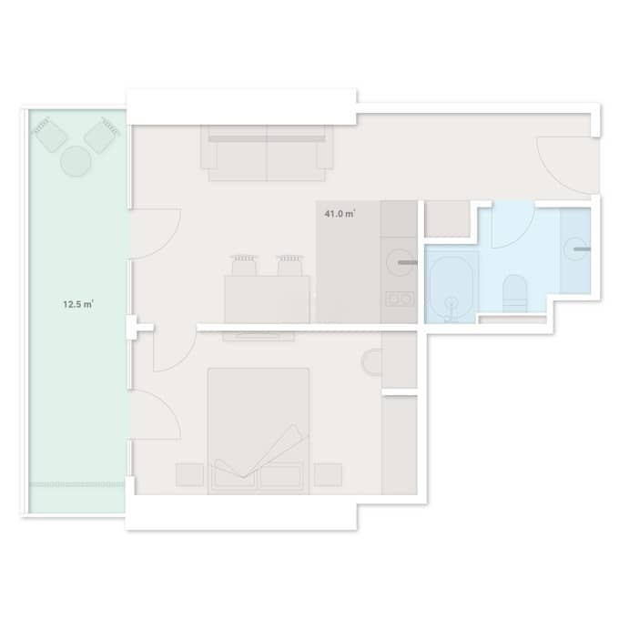 1-комнатная квартира, 53.5 м², 3 этаж в ЖК "SportCity"