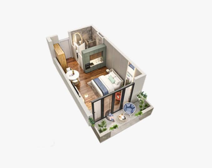 1-bedroom apartment, 31.9 m²,  floor in "Tekto Franco"