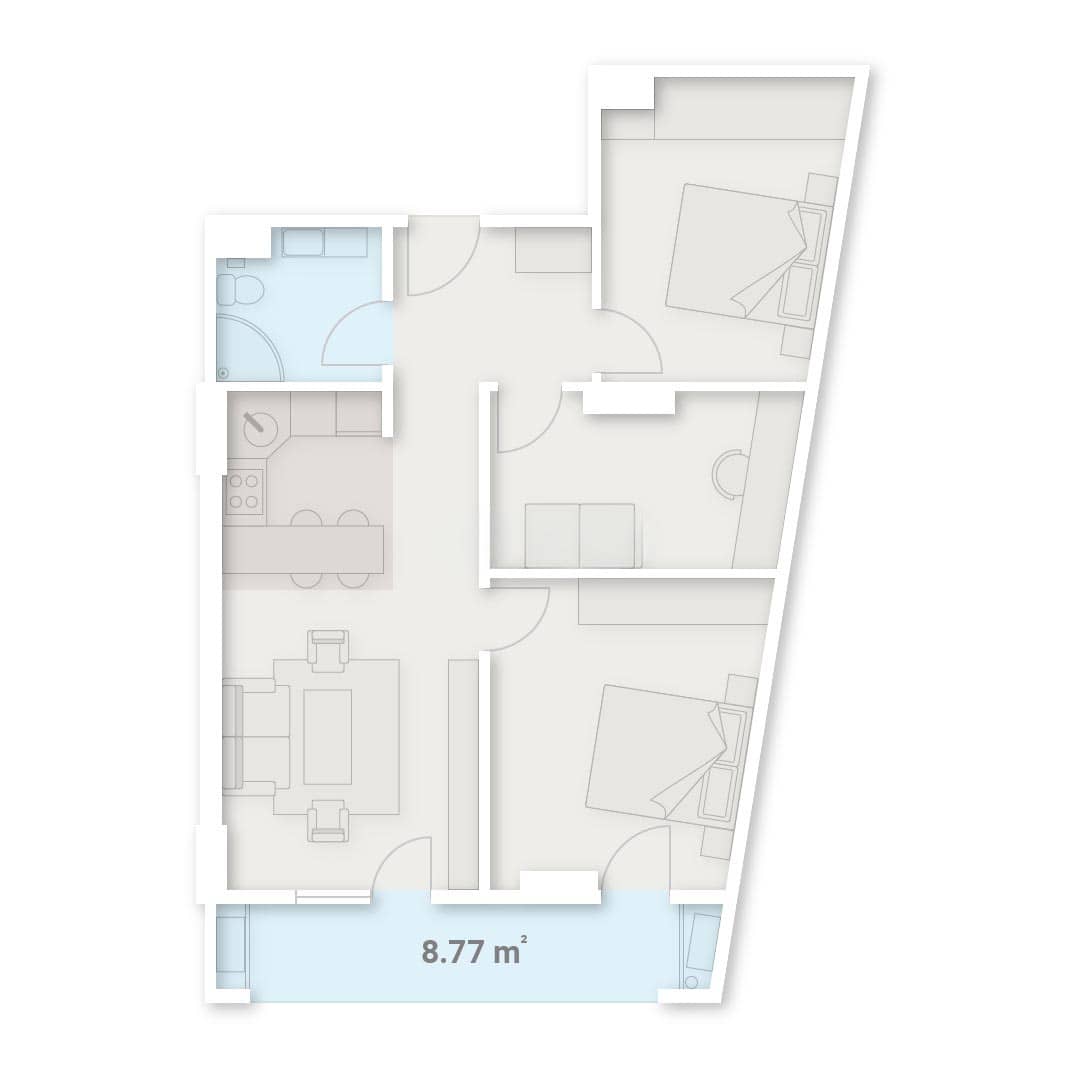 3-комнатная квартира, 77.22 м², 8 этаж в ЖК "Lux Tower"