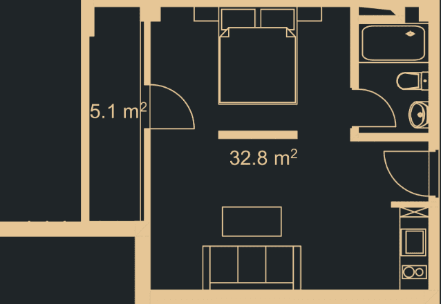 studio, 36.9 m², 17 floor, Green Side Gonio in Batumi