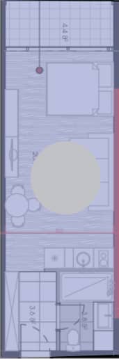 Студия, 34.4 м², 9 этаж в ЖК "Novotel Living"