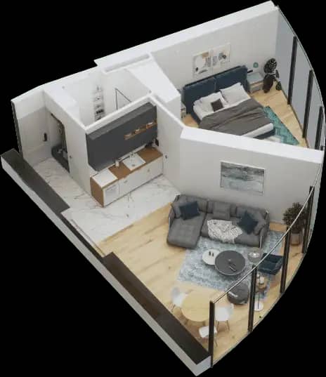 1-bedroom apartment, 65.6 m², 31 floor in "Panorama"