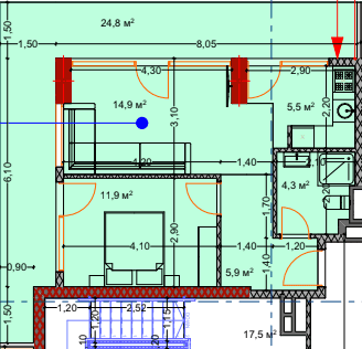 2-bedroom apartment, 68.7 m², 8 floor in "Lagoon Resort"