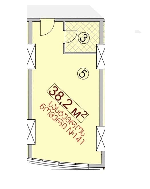 studio, 38.2 m², 30 floor in "Dar Tower"