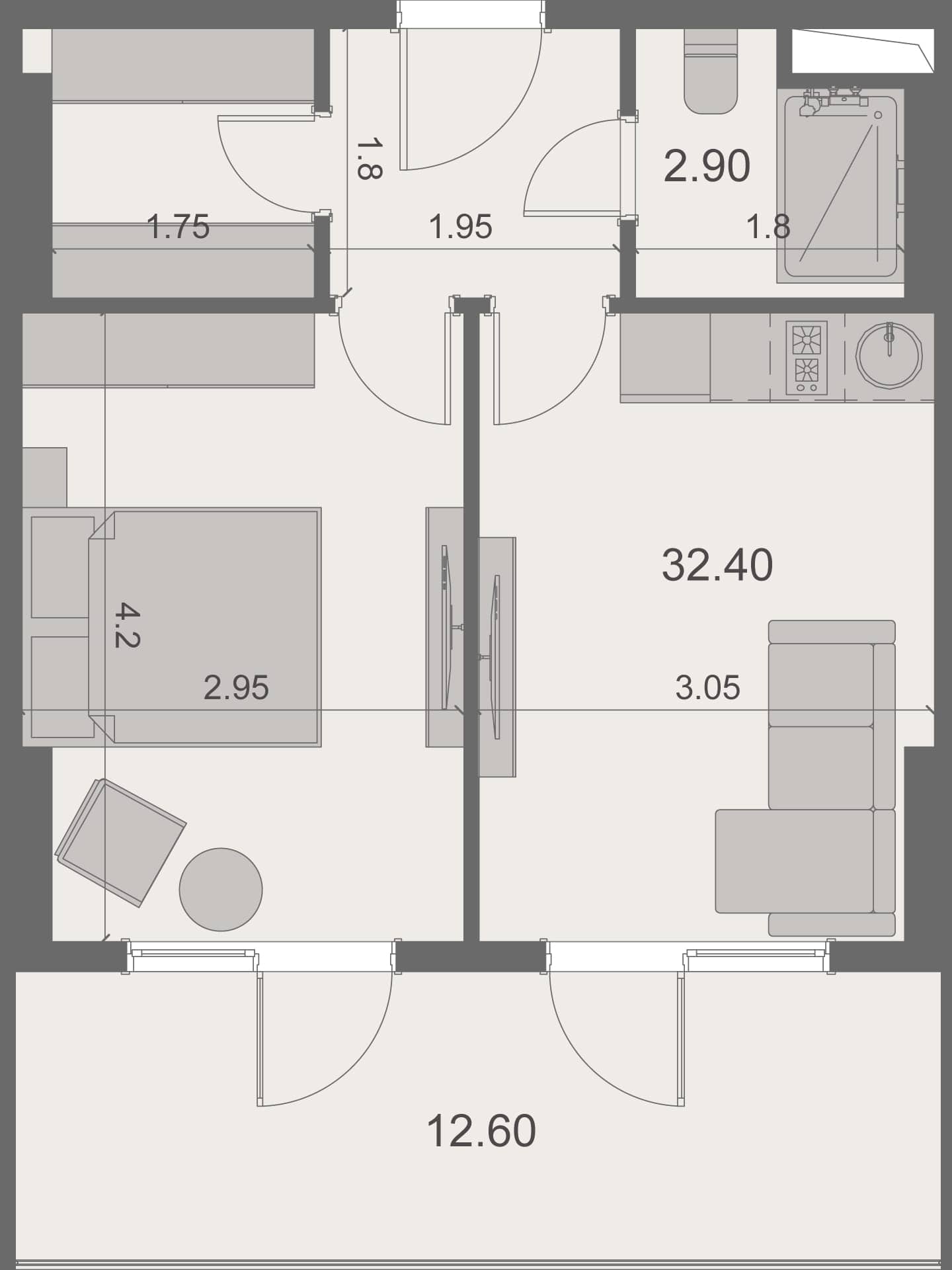 1-bedroom apartment, 47.9 m², 12 floor in "Stay & Rent"