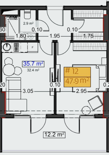 1-комнатная квартира, 47.9 м², 3 этаж в ЖК "Stay & Rent"
