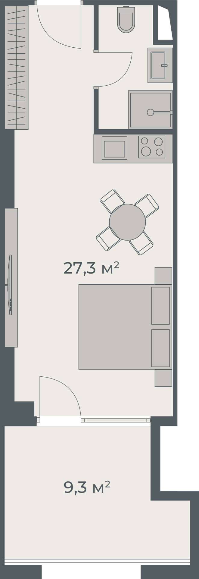 Студия, 36.6 м², 28 этаж в ЖК "One"