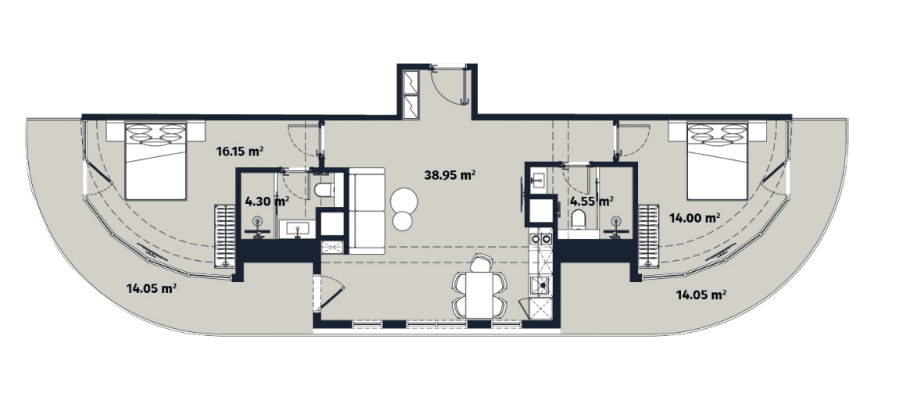 2-bedroom apartment, 106.5 m², 21 floor in "Alliance Renaissance"