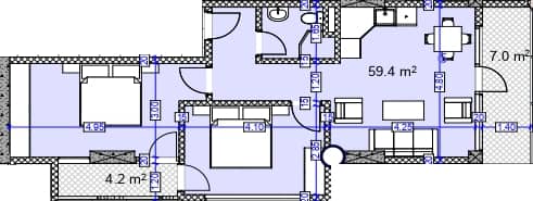 2-bedroom apartment, 70.6 m², 19 floor in "Modern Ultra"