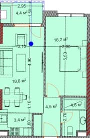 1-bedroom apartment, 51.5 m², 11 floor, OKTO Art House in Batumi