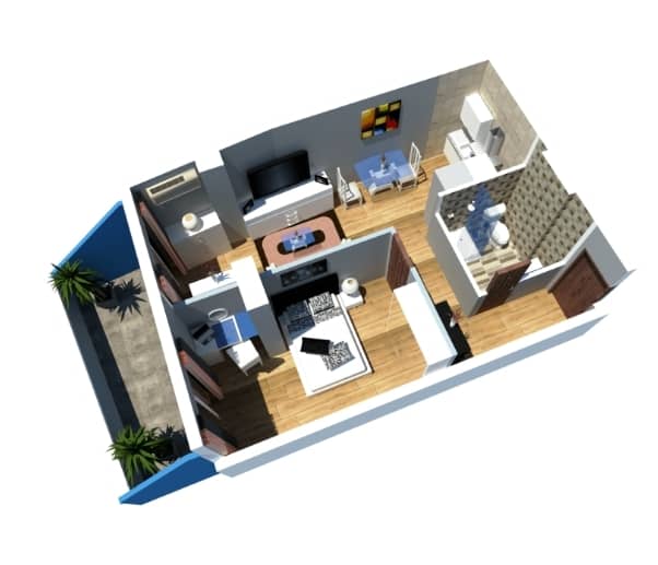 2-bedroom apartment, 51.18 m², 3 floor in "Green House"