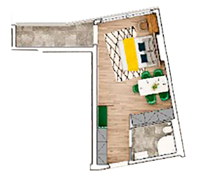 单间，36.6 m²，17 层，位于“Kolos”