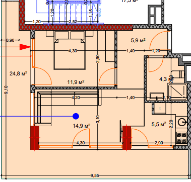 2-bedroom apartment, 69.5 m², 6 floor in "Lagoon Resort"