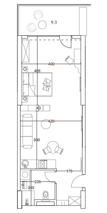 studio, 60 m², 10 floor in "Marina Club"