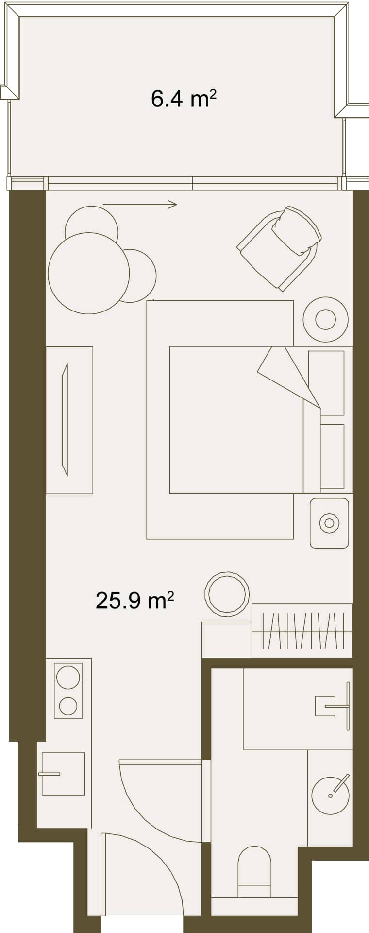 სტუდიო, 32.4 მ², სართული 9 -ში "NEXT GARDENS"