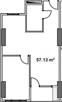 1-комнатная квартира, 57.13 м², 11 этаж в ЖК "STATUS HOUSE"