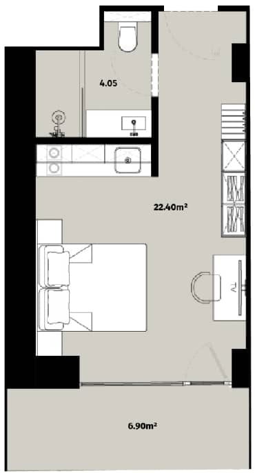 studio, 33.35 m², 46 floor in "Alliance Centropolis"