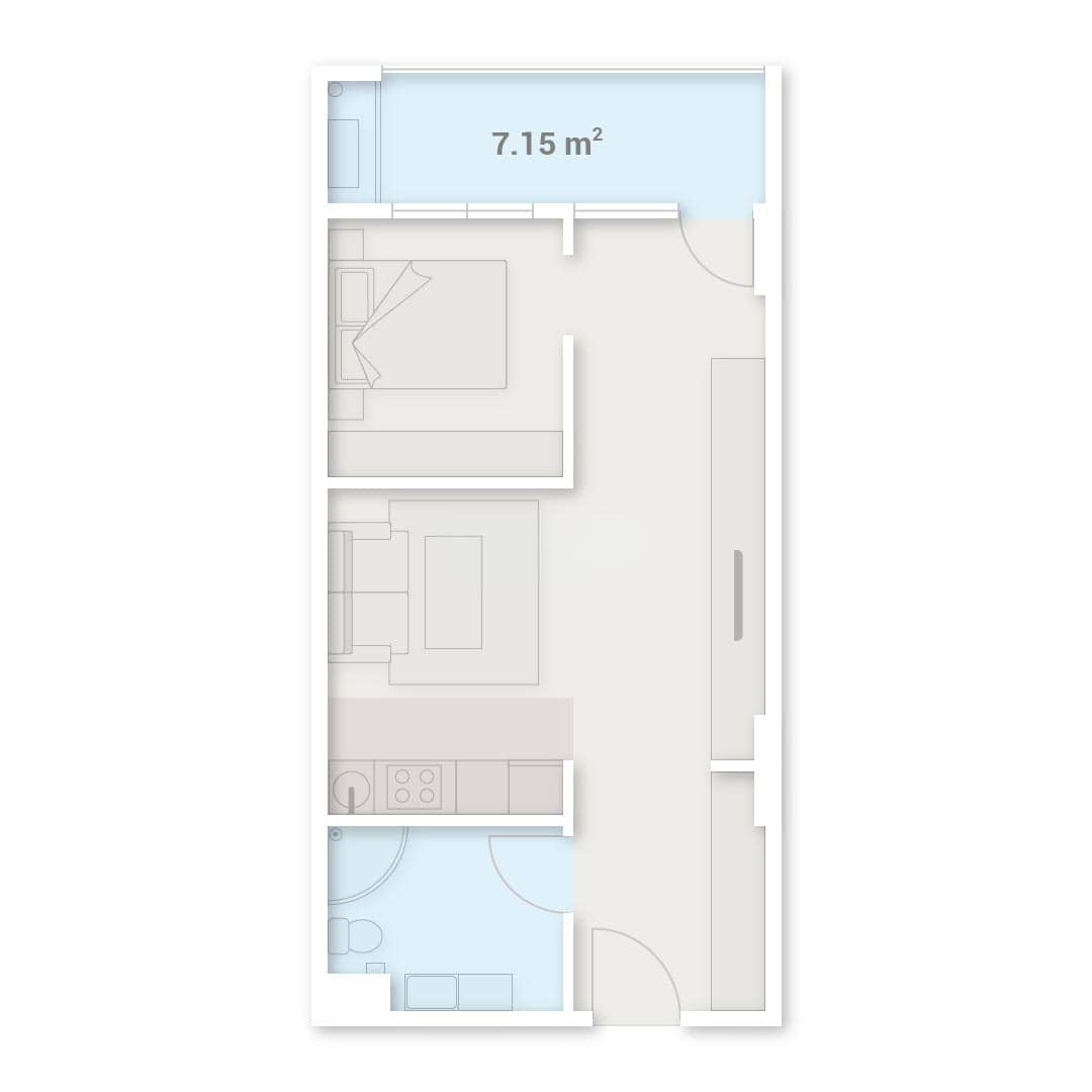 2-ოთახიანი ბინა, 48.59 მ², 18 სართული, Lux Tower ბათუმში