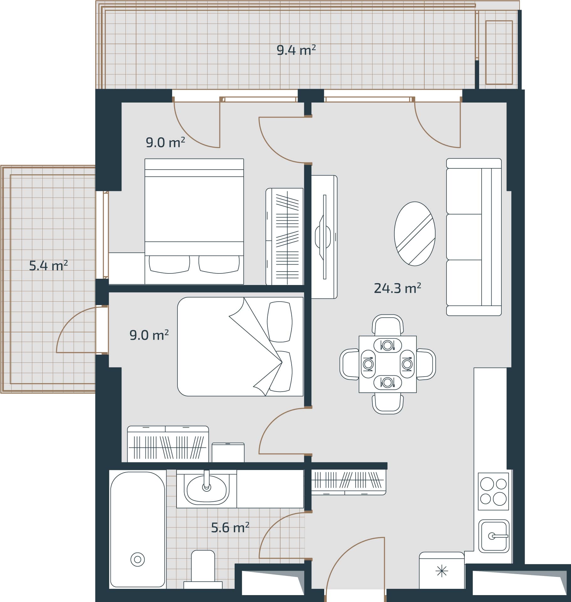 2-комнатная квартира, 62.7 м², 24 этаж в ЖК "Artex Parkline"
