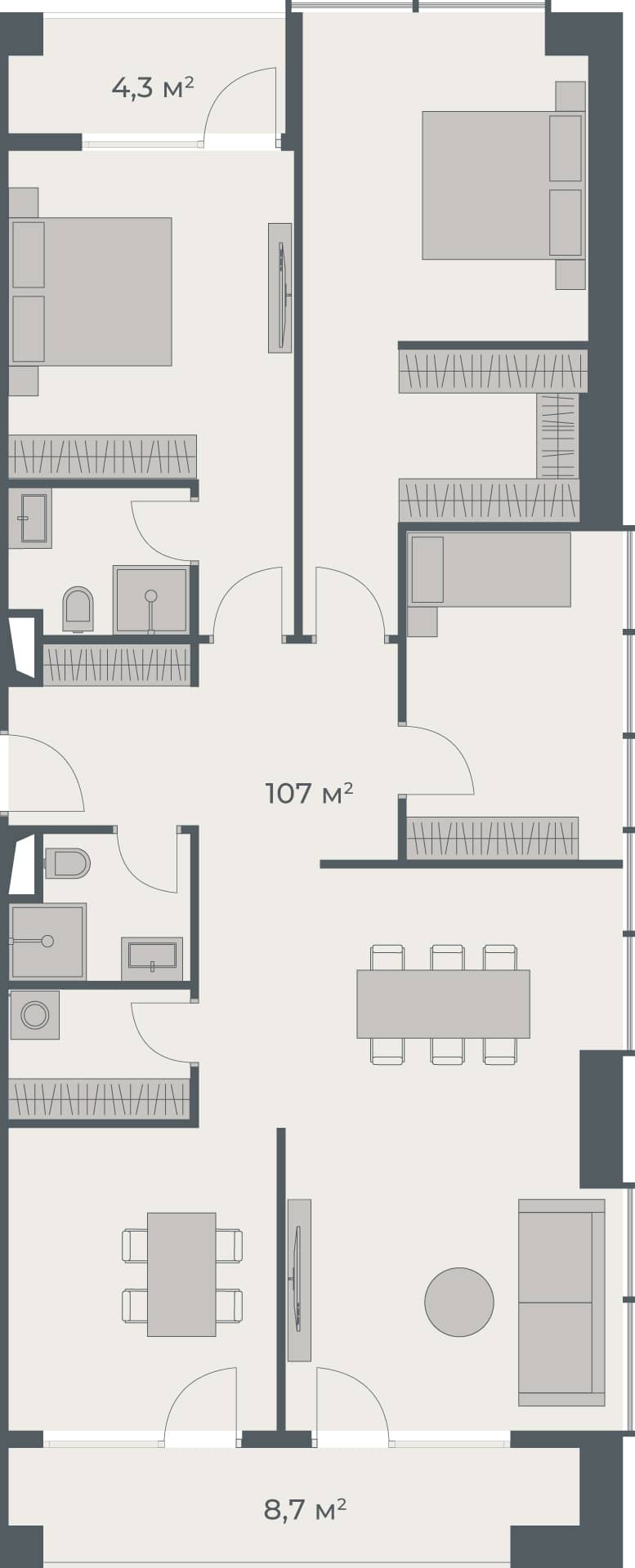 3-bedroom apartment, 120 m², 30 floor in "One"