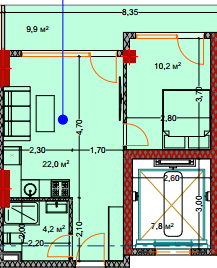 1-bedroom apartment, 48.1 m², 7 floor, Lagoon Resort in Batumi