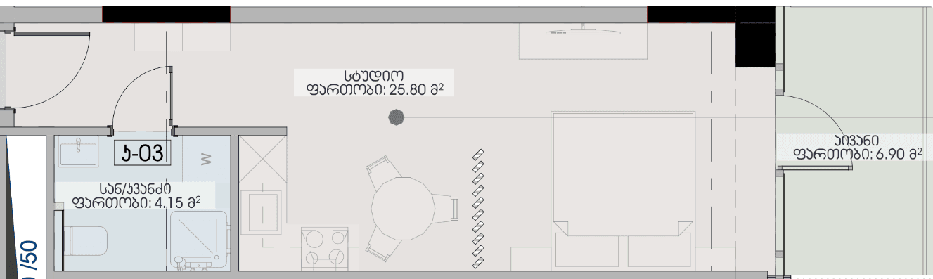 studio, 36.85 m², 22 floor in "Geuz Towers"