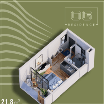 Студия, 21.8 м², 8 этаж в ЖК "OG Residence"
