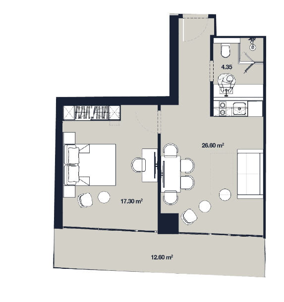 1-bedroom apartment, 60.85 m², 51 floor, Alliance Centropolis in Batumi