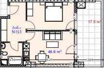 1-комнатная квартира, 64.1 м², 3 этаж в ЖК "Aquapark Residence"