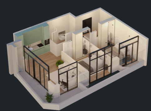 2-bedroom apartment, 72.2 m², 6 floor in "Green Side Gonio"