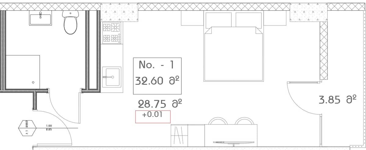 studio, 32.6 m², 13 floor, Mardi Aquapark Wellness Resort in Batumi