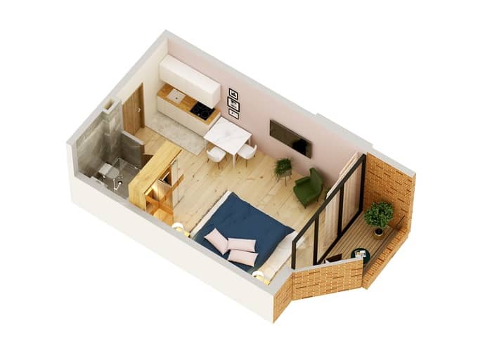 单间，31.8 m²，12 层，位于“Boulevard Residence”