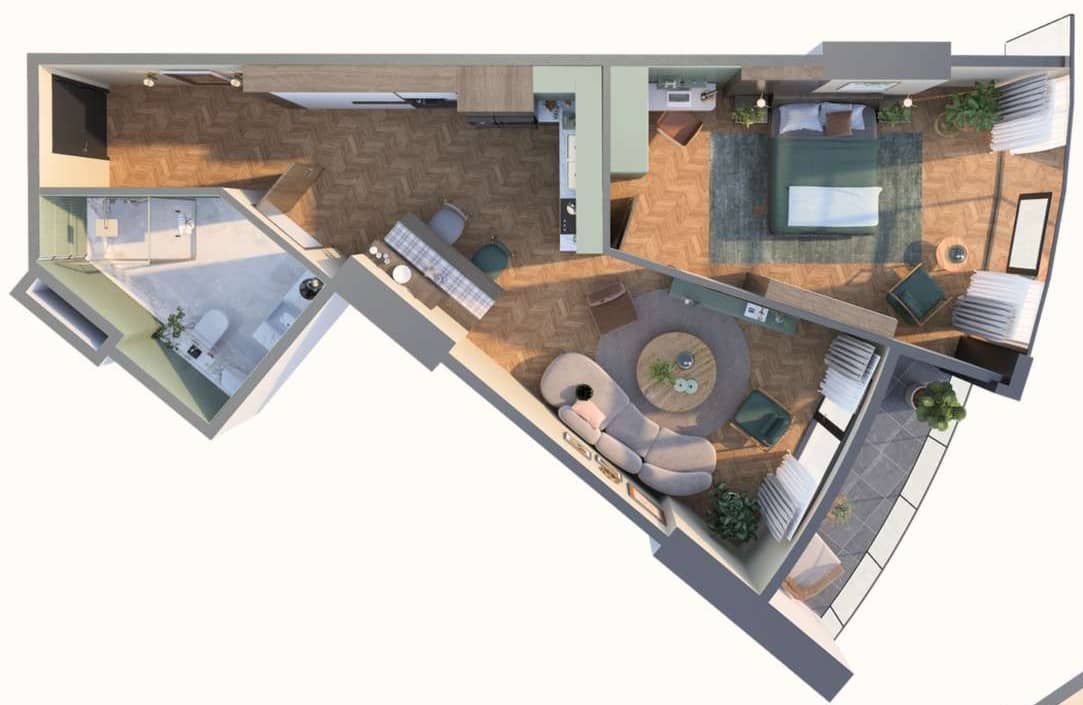 1-bedroom apartment, 64.81 m², 15 floor in ""