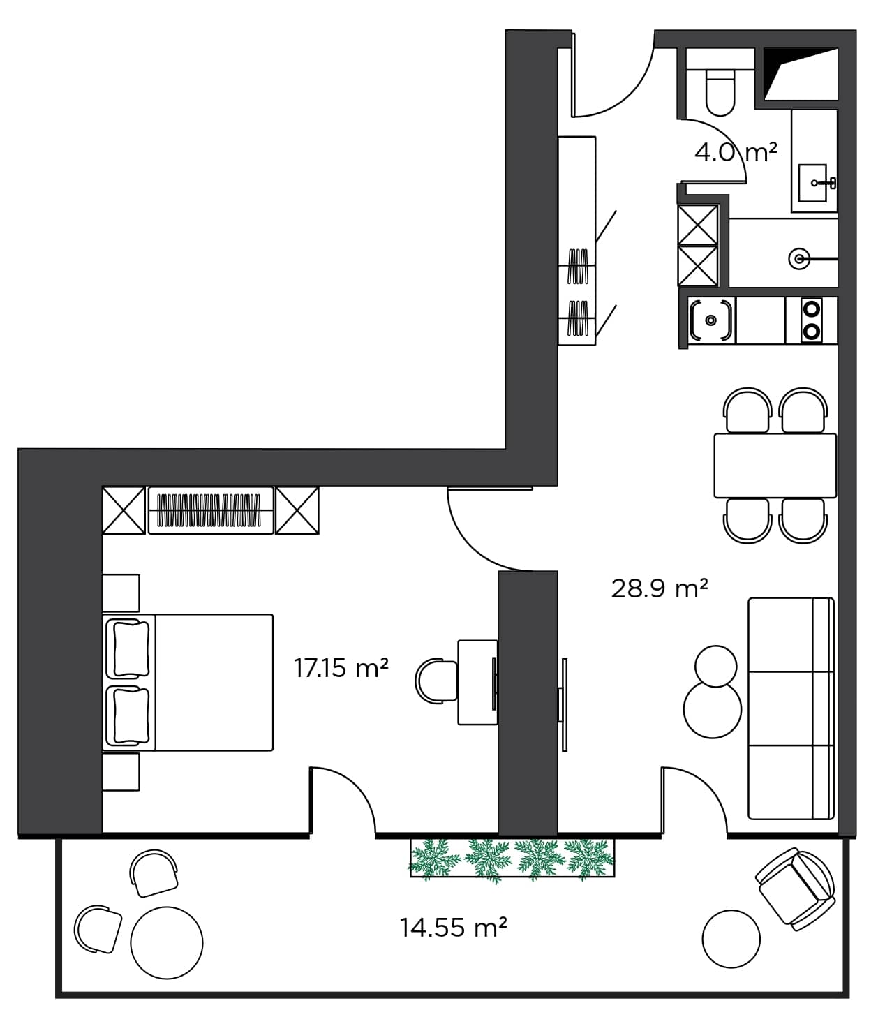 1-комнатная квартира, 64.6 м², 15 этаж в ЖК "Ambassadori Island"