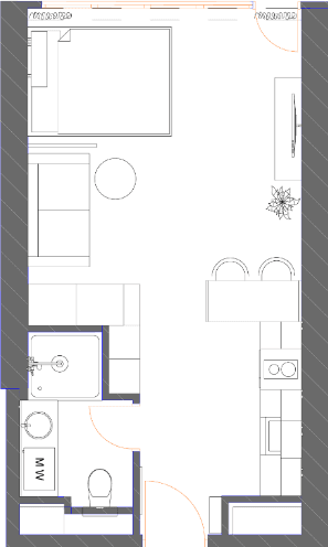 studio, 34.88 m², 26 floor, 7th Heaven Residence in Batumi