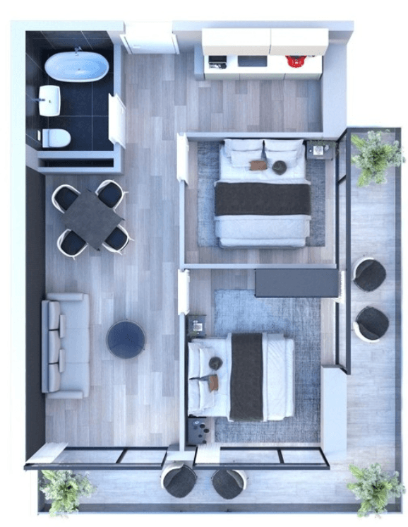 3-ოთახიანი ბინა, 75.3 მ², 23 სართული "White Line"-ში