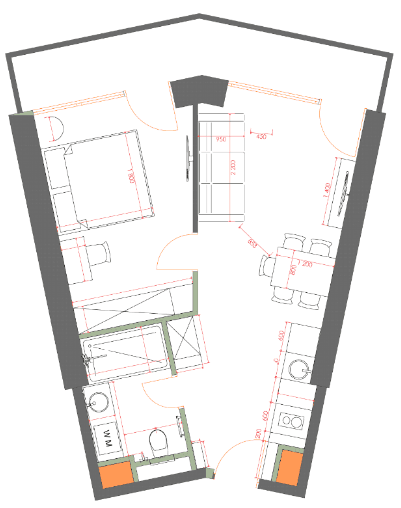 1-bedroom apartment, 49.63 m², 38 floor, 7th Heaven Residence in Batumi