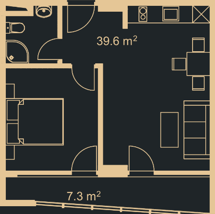 1-bedroom apartment, 45.7 m², 15 floor in "Green Side Gonio"