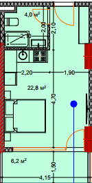 studio, 34.2 m², 2 floor, Lagoon Resort in Batumi