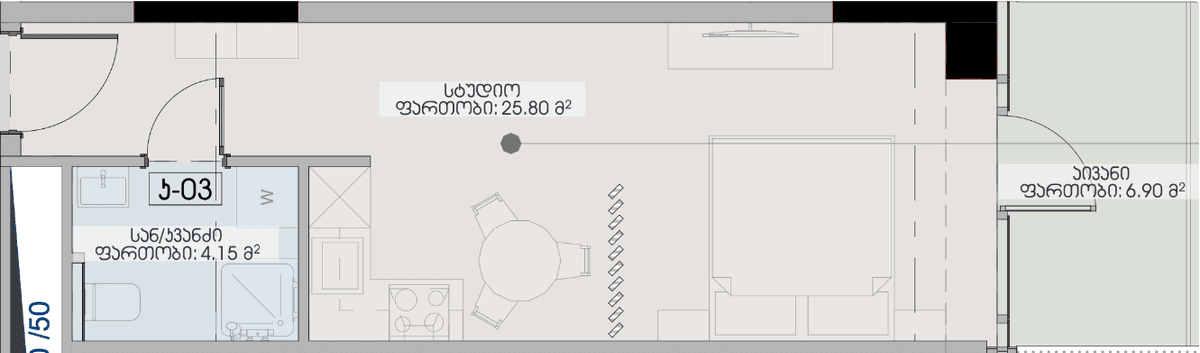 studio, 36.85 m², 18 floor, Geuz Towers in Batumi