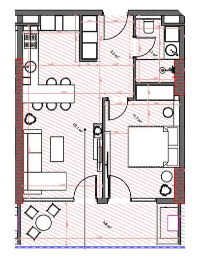 1-комнатная квартира, 53 м², 11 этаж в ЖК "Tekto Location"