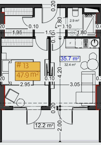 1-bedroom apartment, 47.9 m², 3 floor in "Stay & Rent"