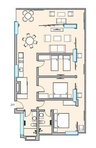 4-ოთახიანი ბინა, 123.77 მ², 2 სართული, Dreamland Oasis ბათუმში