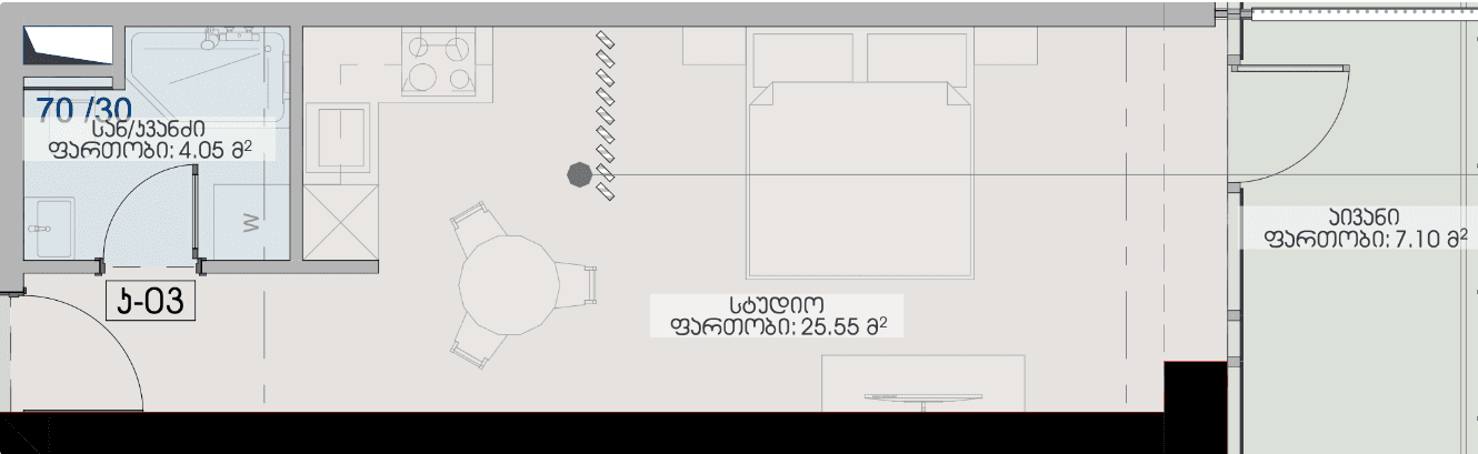 studio, 36.7 m², 17 floor in "Geuz Towers"