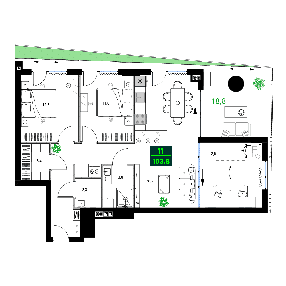 4-bedroom apartment, 103.8 m², 5 floor in "SUMMER 365"