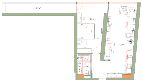 1-bedroom apartment, 70.16 m², 35 floor, 7th Heaven Residence in Batumi