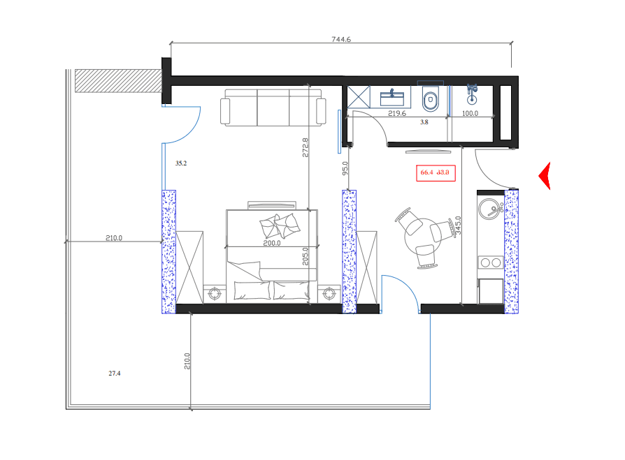 Студия, 66.4 м², 9 этаж в ЖК "Marina Club"